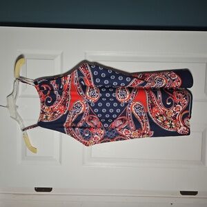 Hankerchief Strapy Tank - Orange/Blue/White - Size XL